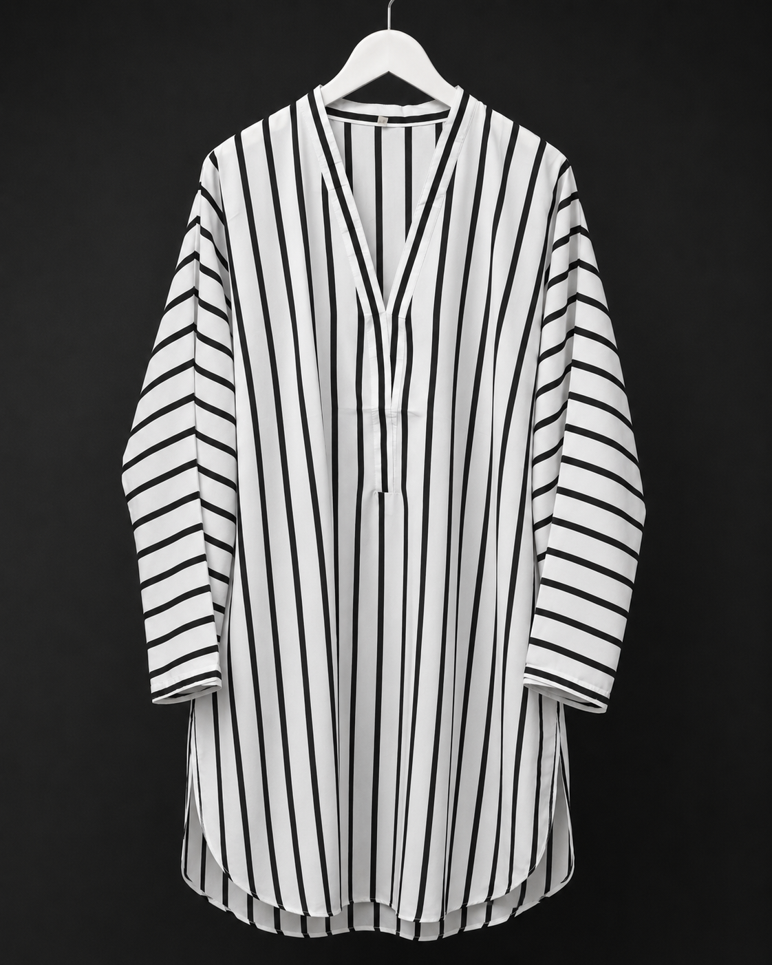 GEO-003 | White Black | Georgette XXL Tunic / Top