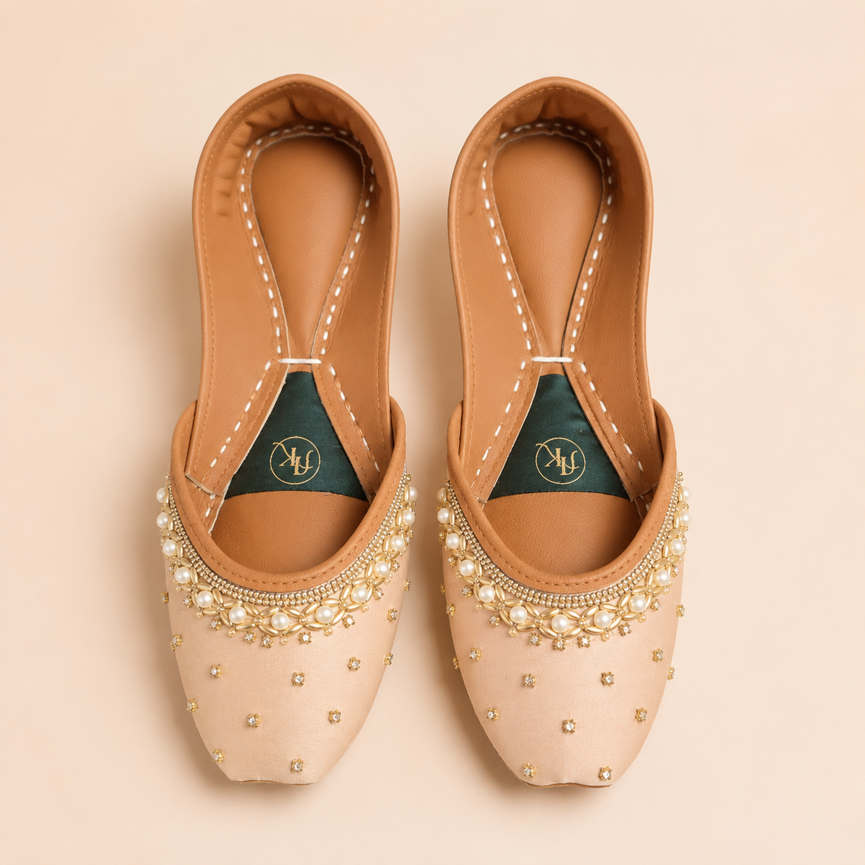 JUT-001 Pearl Embellished Khussa Mule Jutti