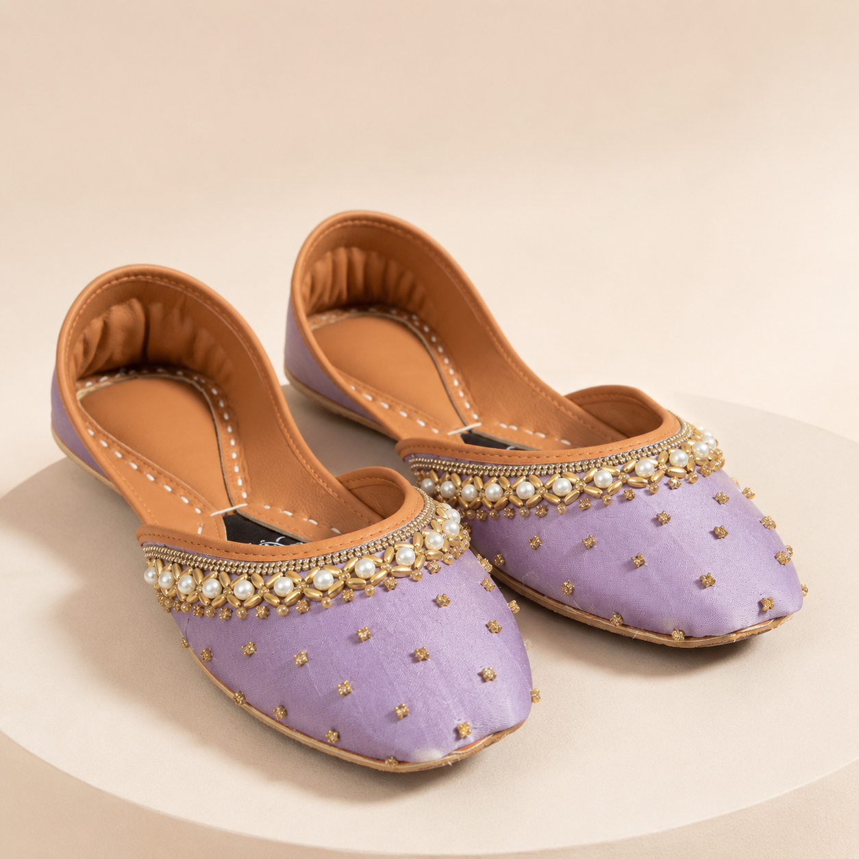 JUT-001 Pearl Embellished Khussa Mule Jutti