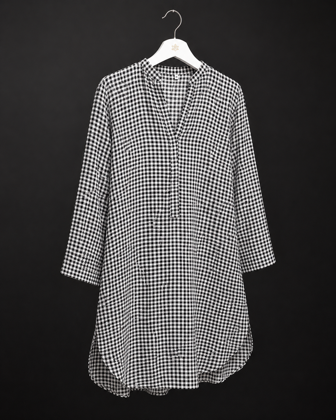 LK-008 Black White Check Linen XXL Kurti