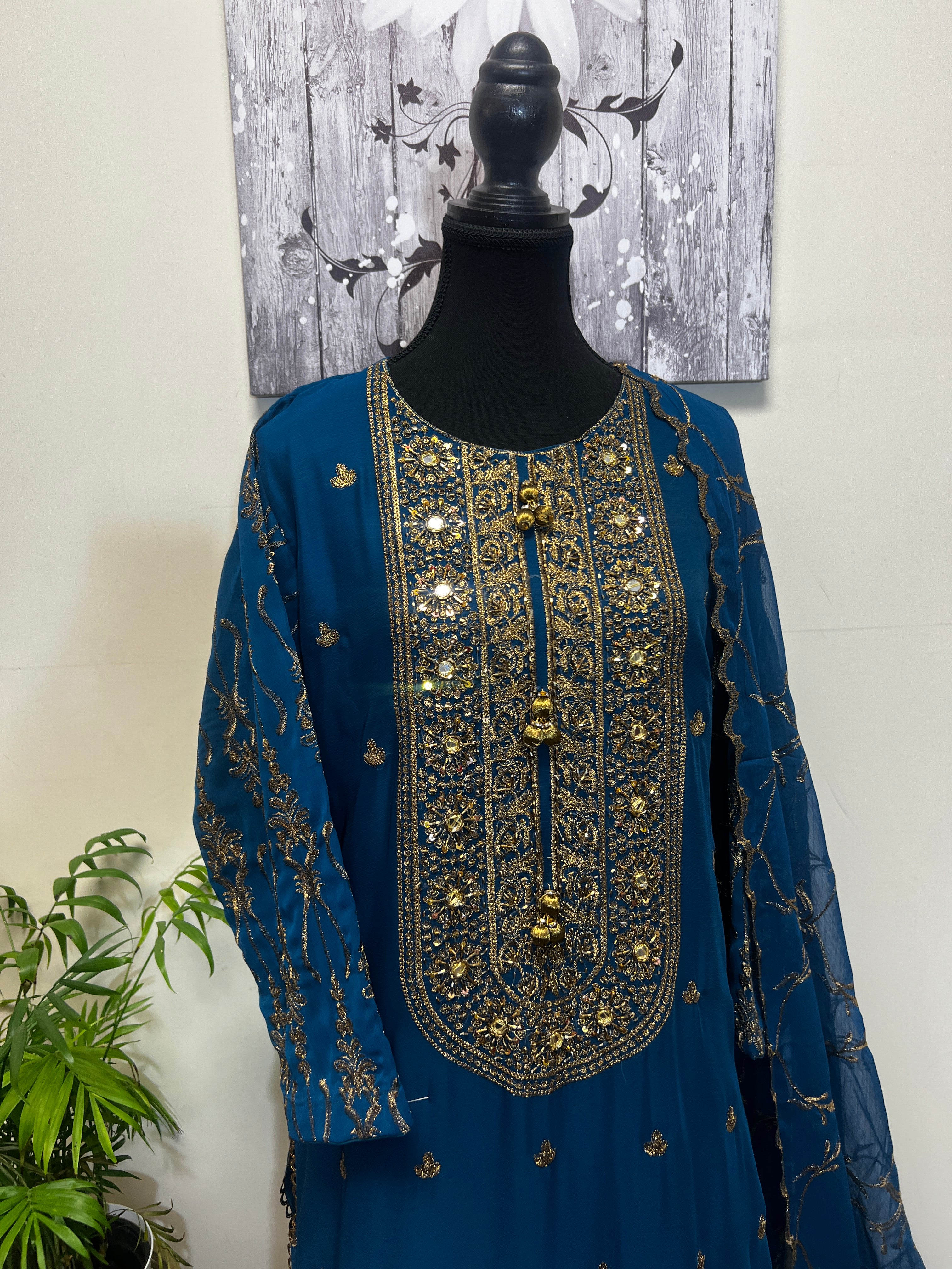 Chiffon Sharara with Tilla Work | Hand-Embroidered Bridal & Party Wear