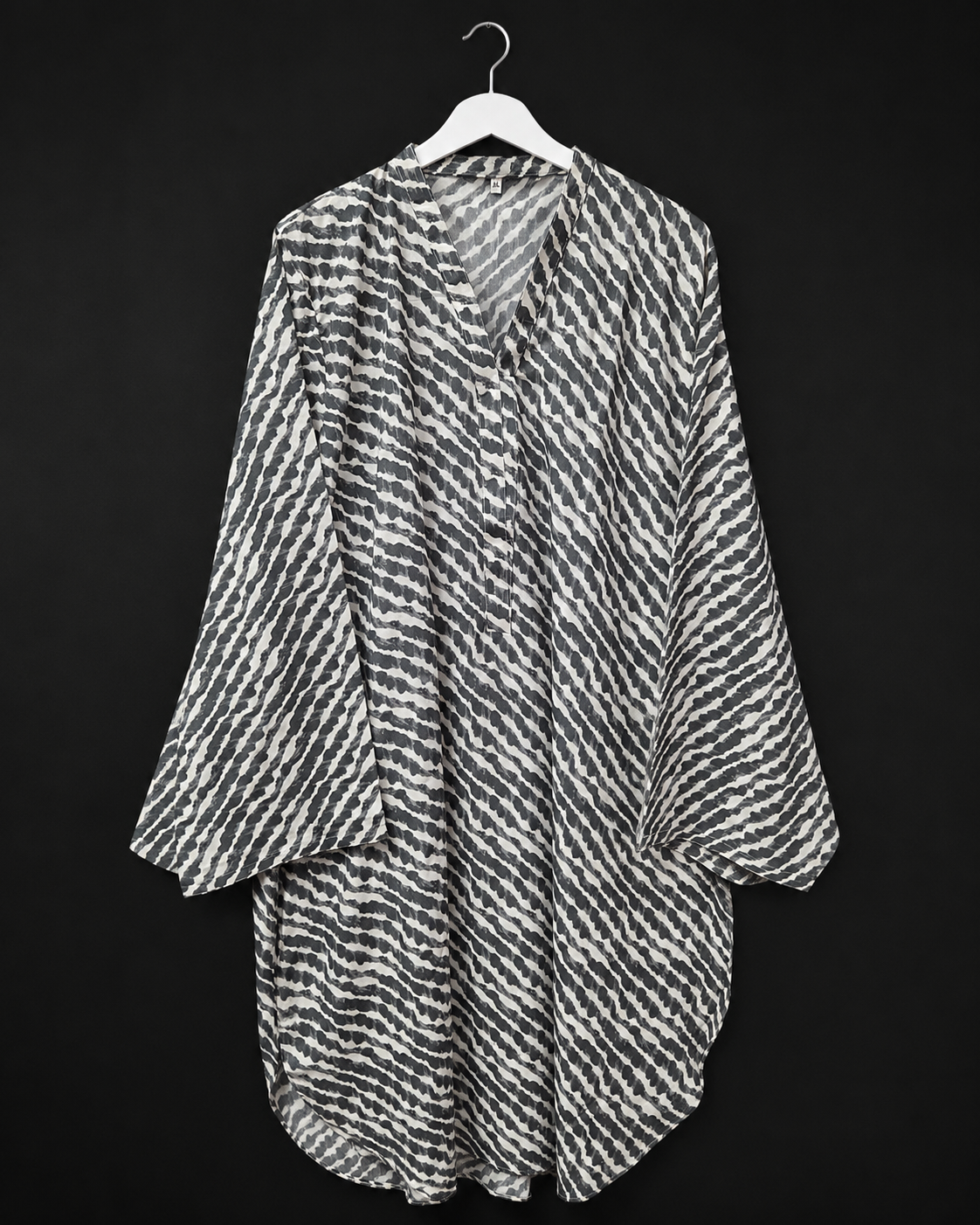 GEO-011 | Grey White | Georgette XXL Tunic / Top