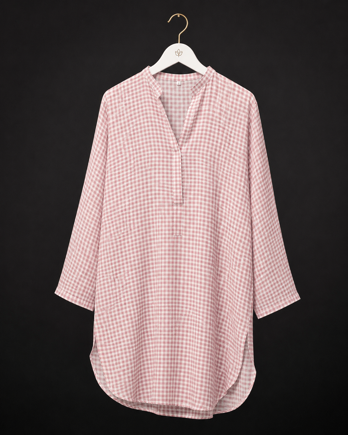 LK-009 Baby Pink Check Linen XXL Kurti