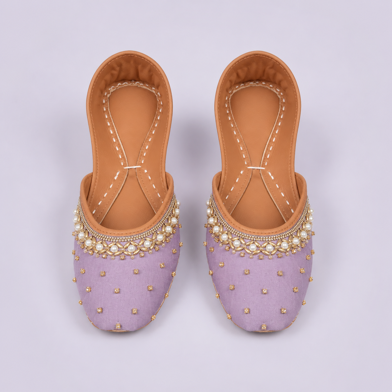 JUT-001 Pearl Embellished Khussa Mule Jutti