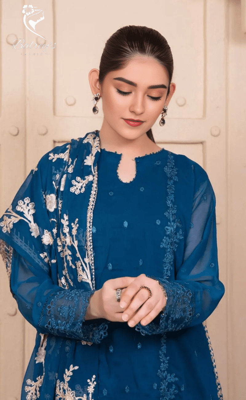 Chiffon Embroidered Sequin Dupatta Suit image 1