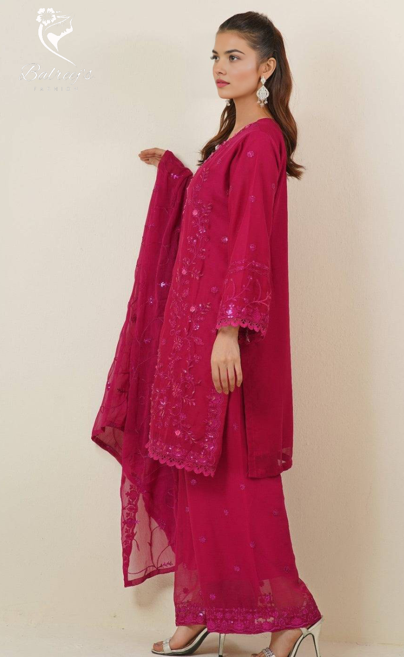 Kainat Hot Pink - BalreejFashion image 3