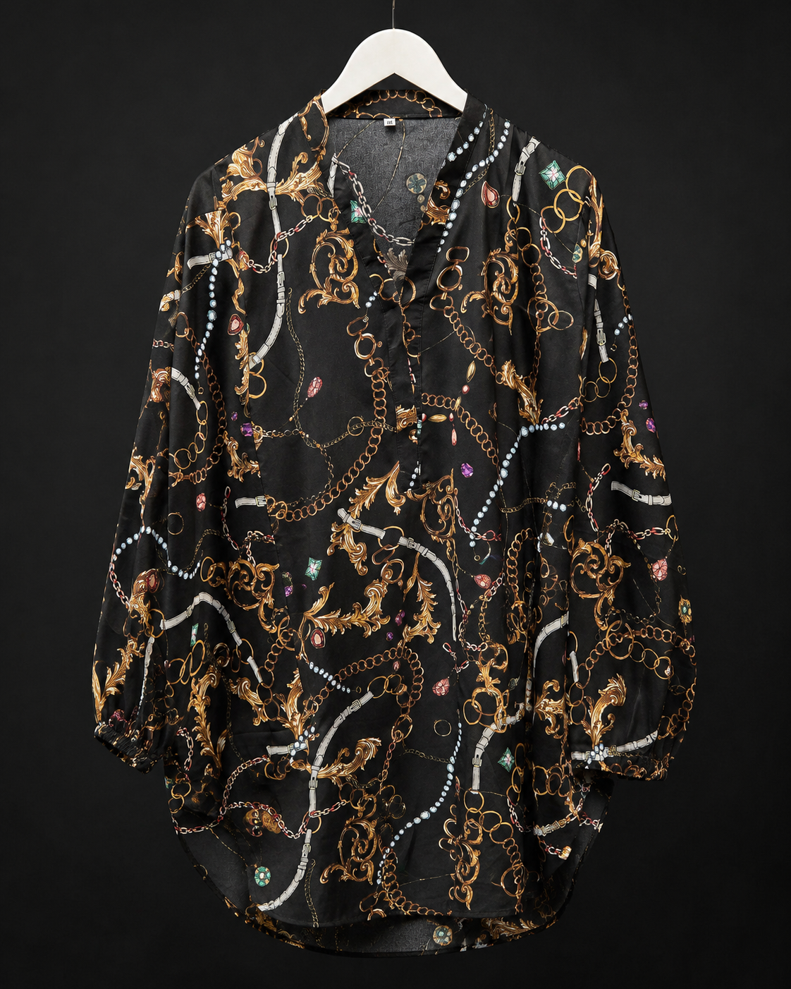 GEO-010 | Black Gold | Georgette XXL Tunic / Top