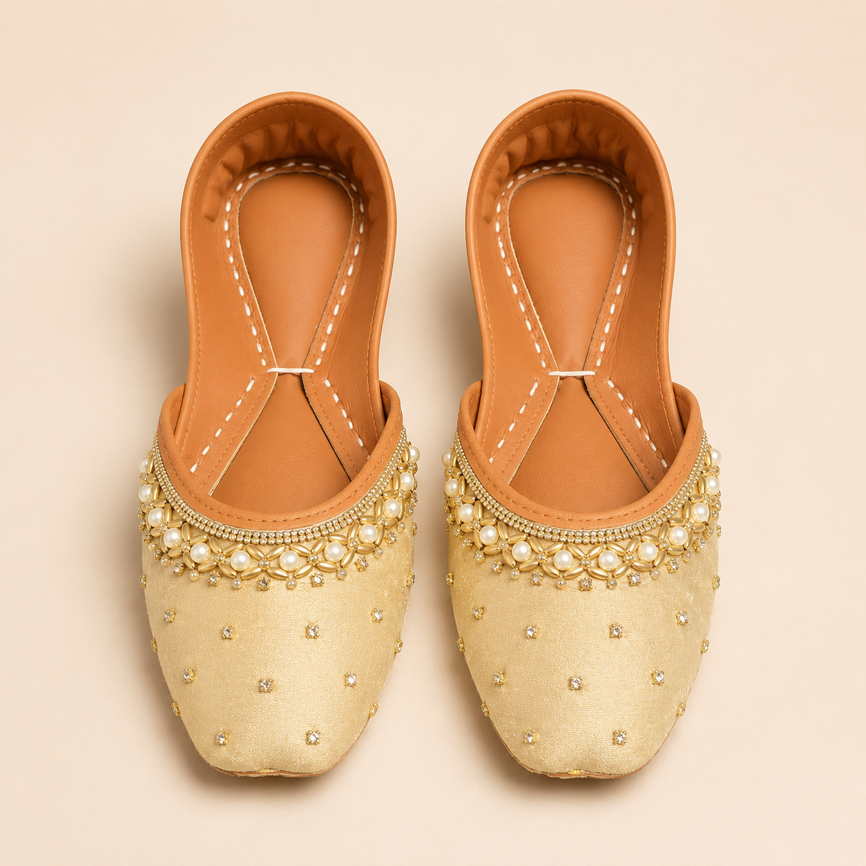 JUT-001 Pearl Embellished Khussa Mule Jutti