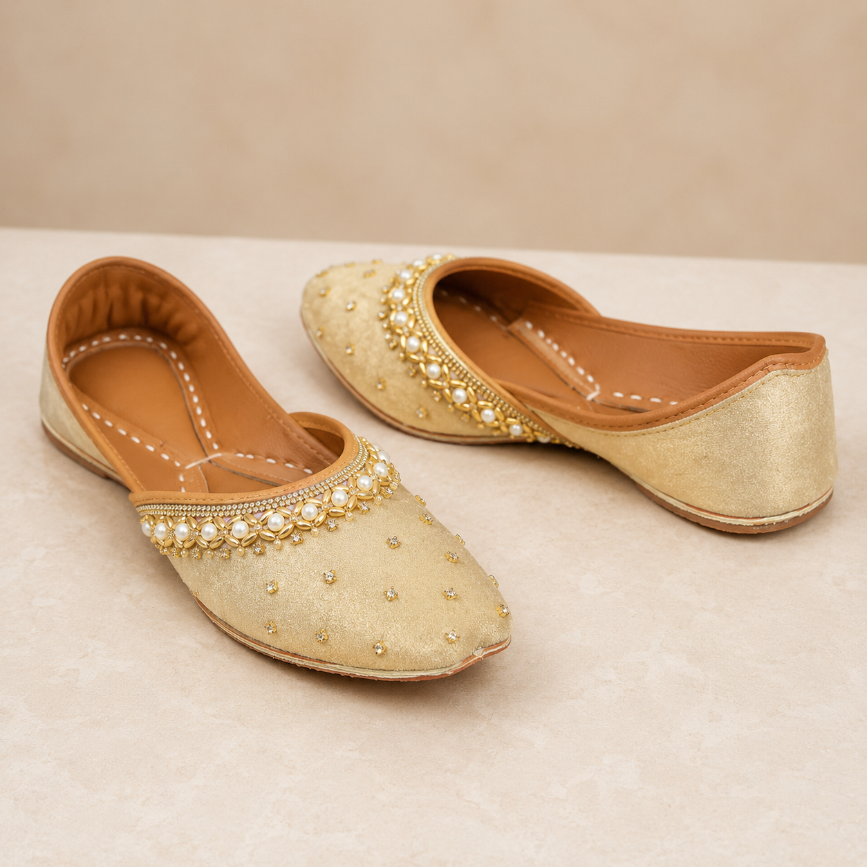 JUT-001 Pearl Embellished Khussa Mule Jutti