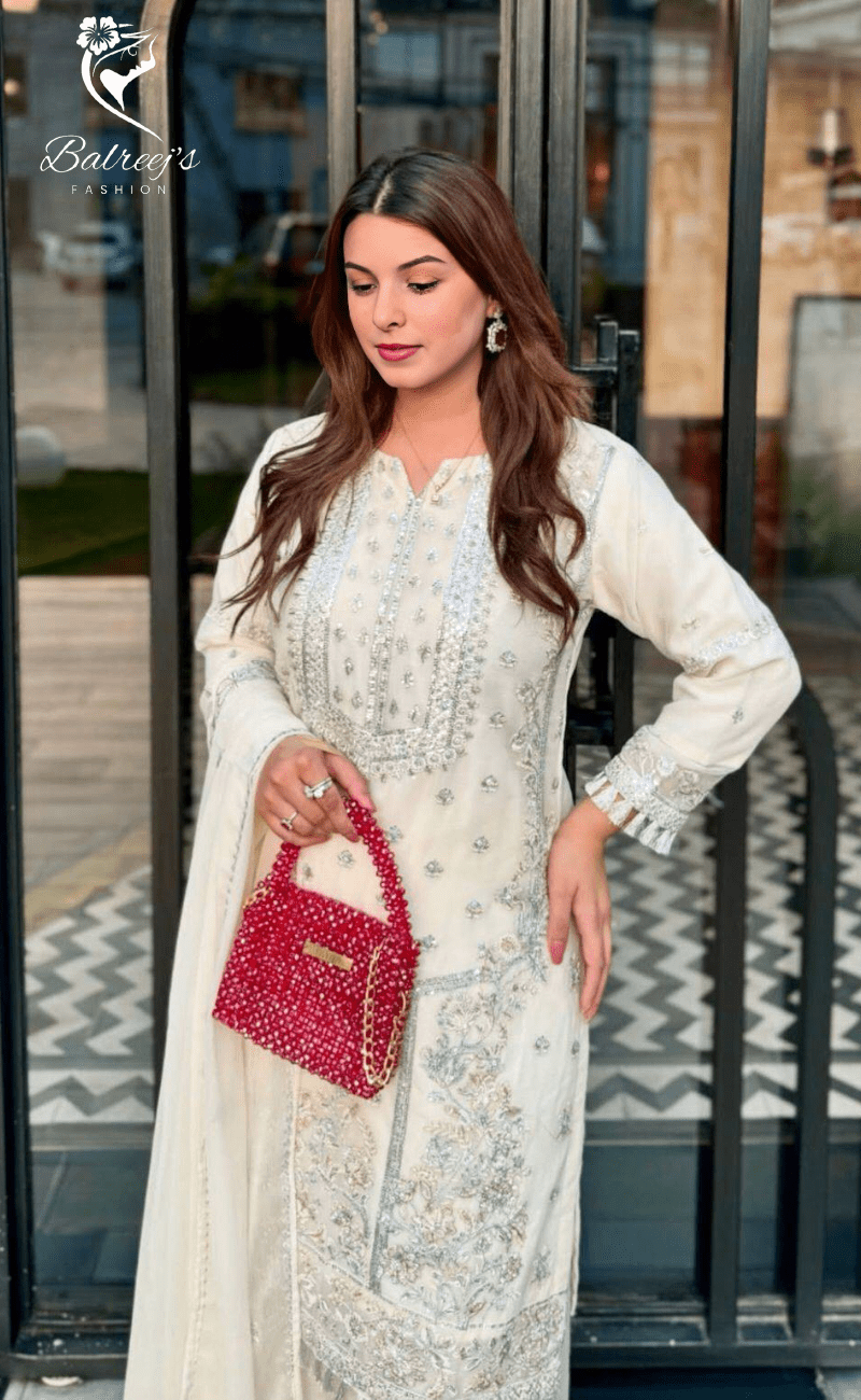 Dur-e-Fishan Silver Embroidered Suit - 2 image 4