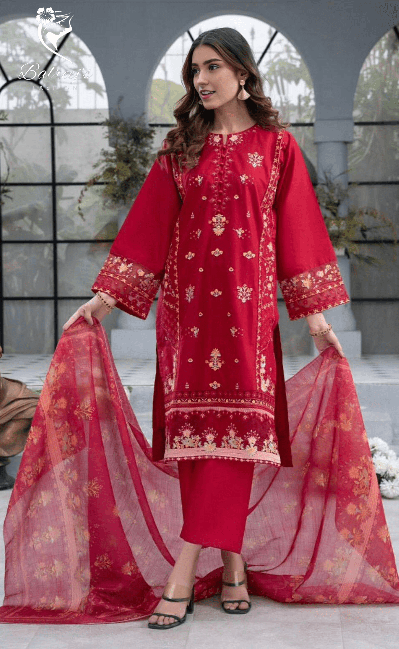 Embroidered Lawn with Khaddi Dupatta image 0