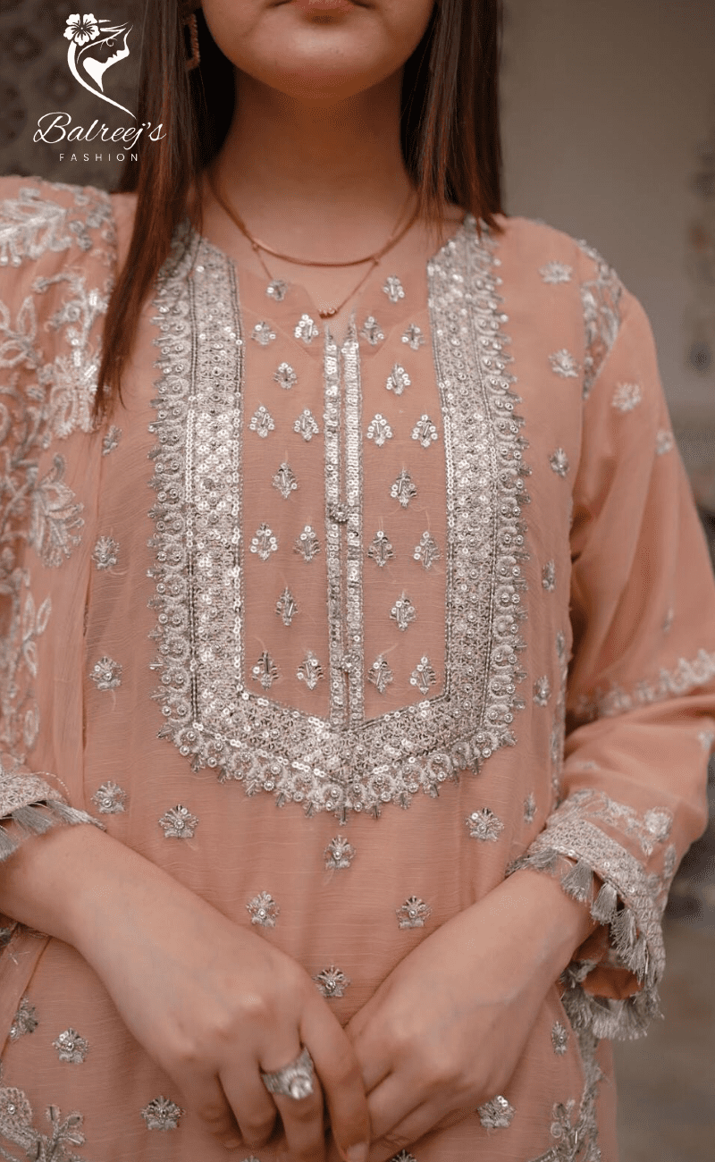 Dur-e-Fishan Silver Embroidered Suit - 2 image 3