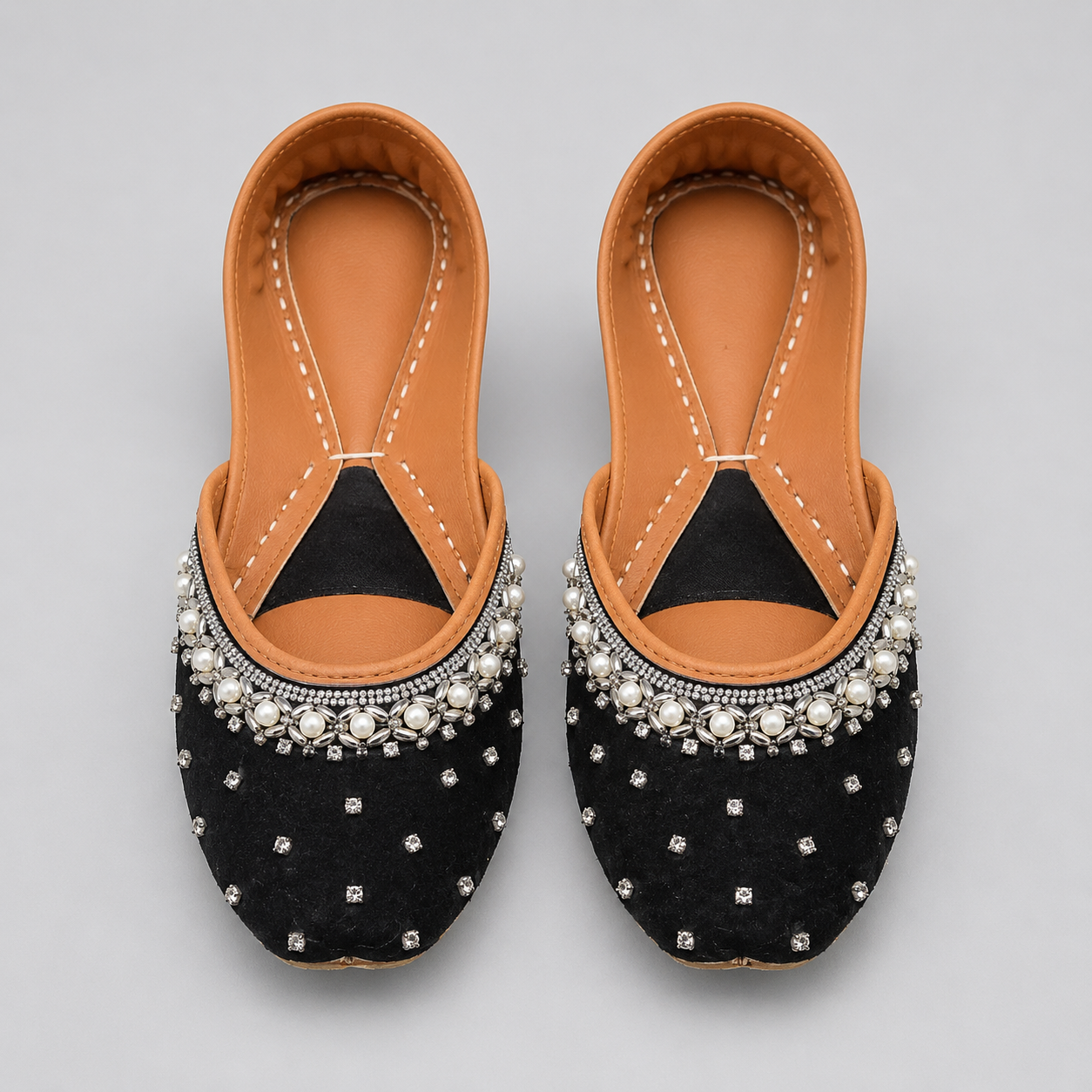 JUT-001 Pearl Embellished Khussa Mule Jutti