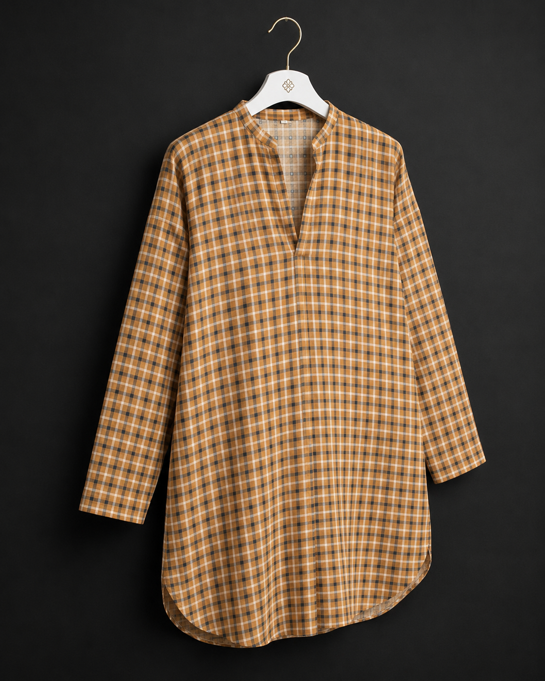 LK-001 Mustard Check Linen XXL Kurti