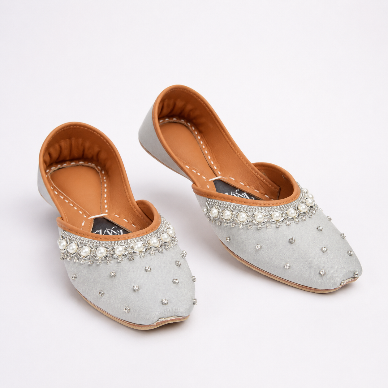 JUT-001 Pearl Embellished Khussa Mule Jutti