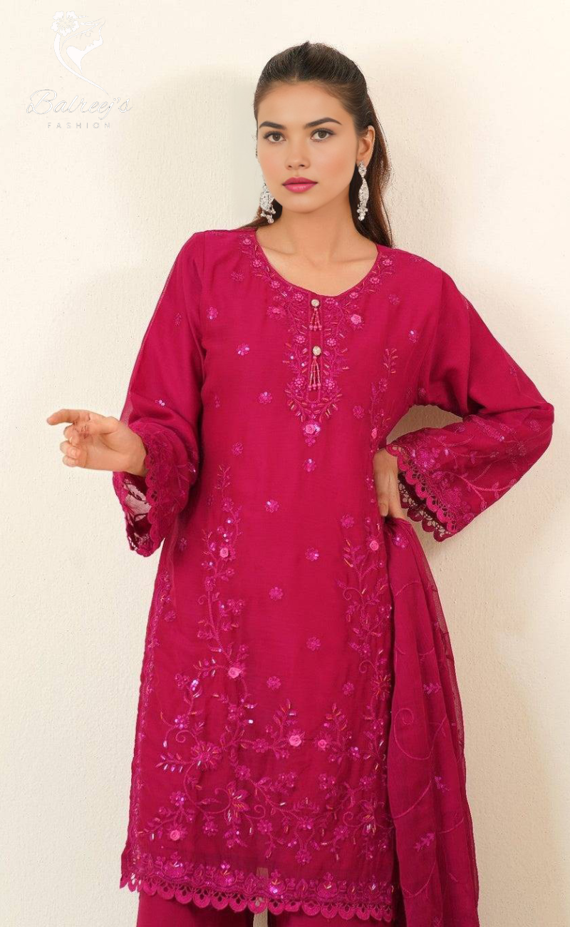 Kainat Hot Pink - BalreejFashion image 1