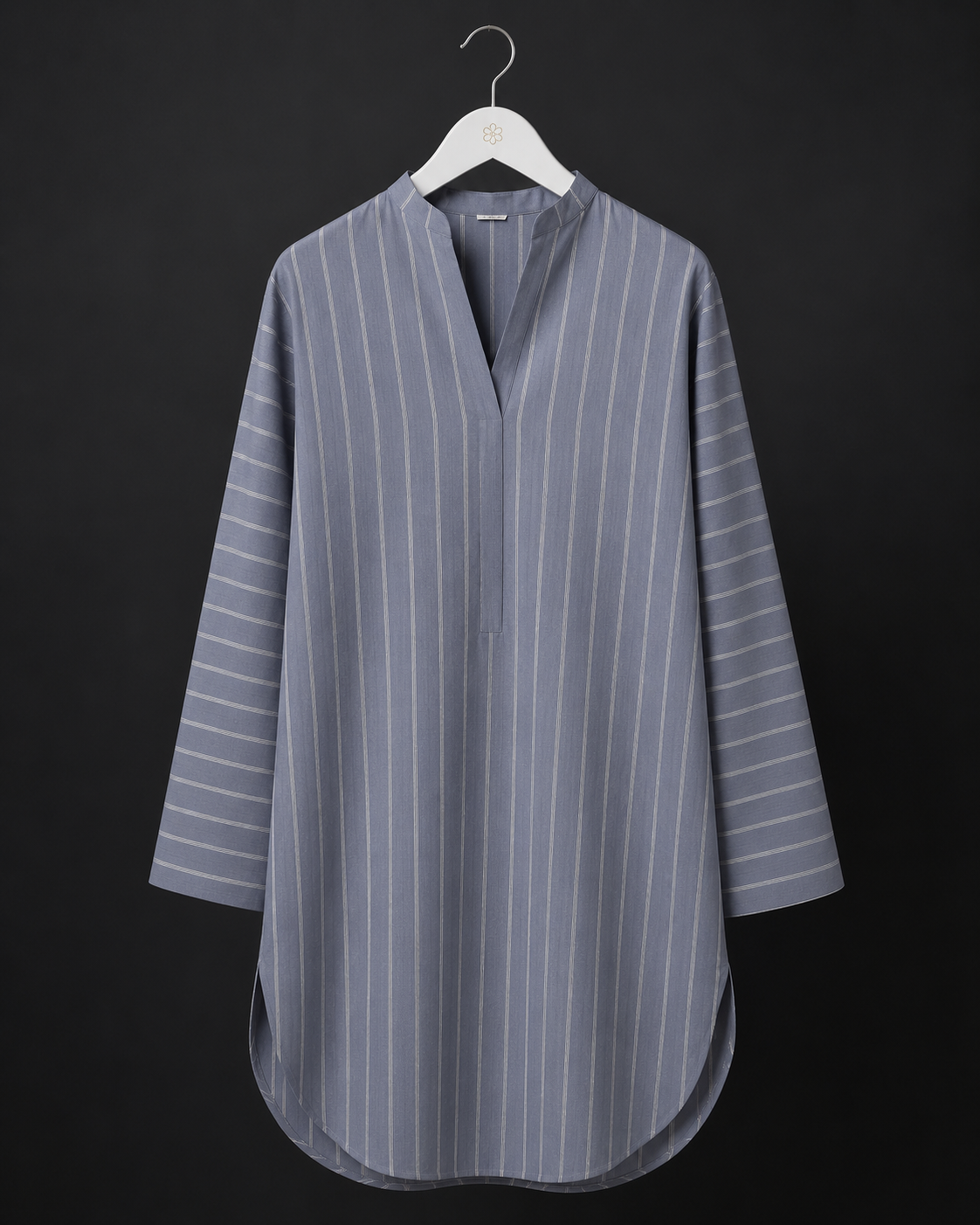 LK-003 Steel Grey Stripe Linen XXL Kurti