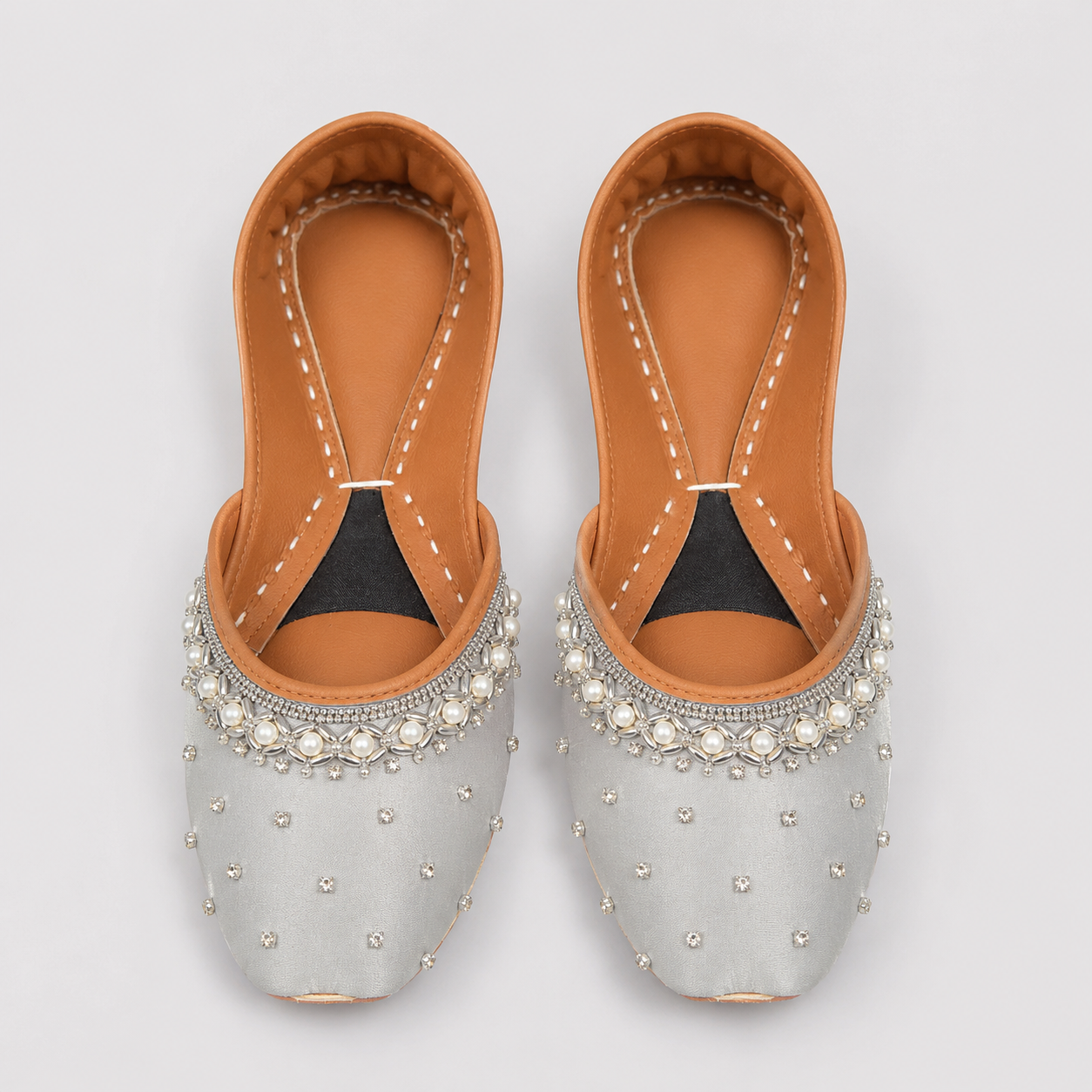 JUT-001 Pearl Embellished Khussa Mule Jutti
