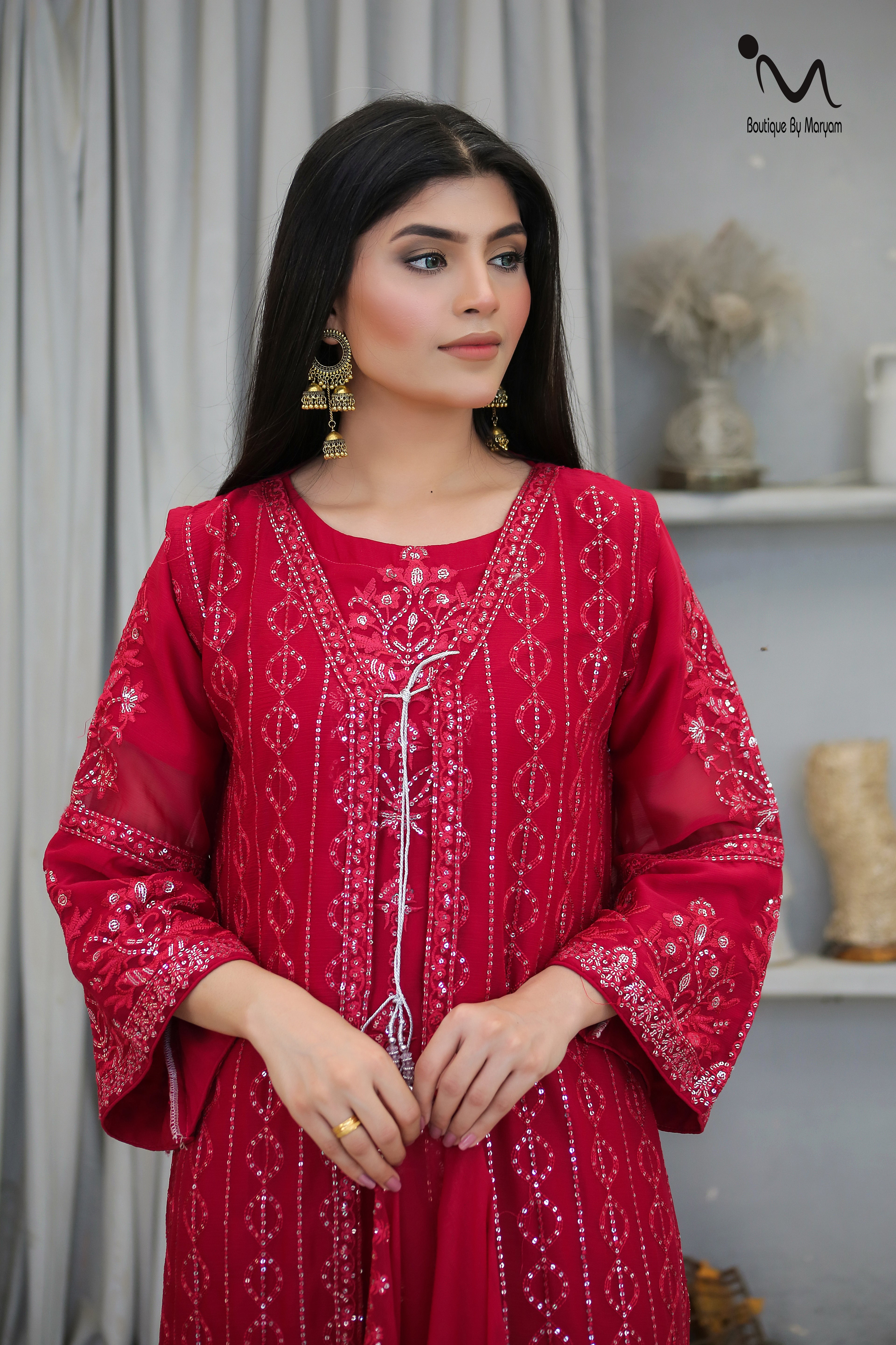 BF-023 4PC Sequence Sitara Maxi | Luxury Floor Length Bridal & Wedding Gown