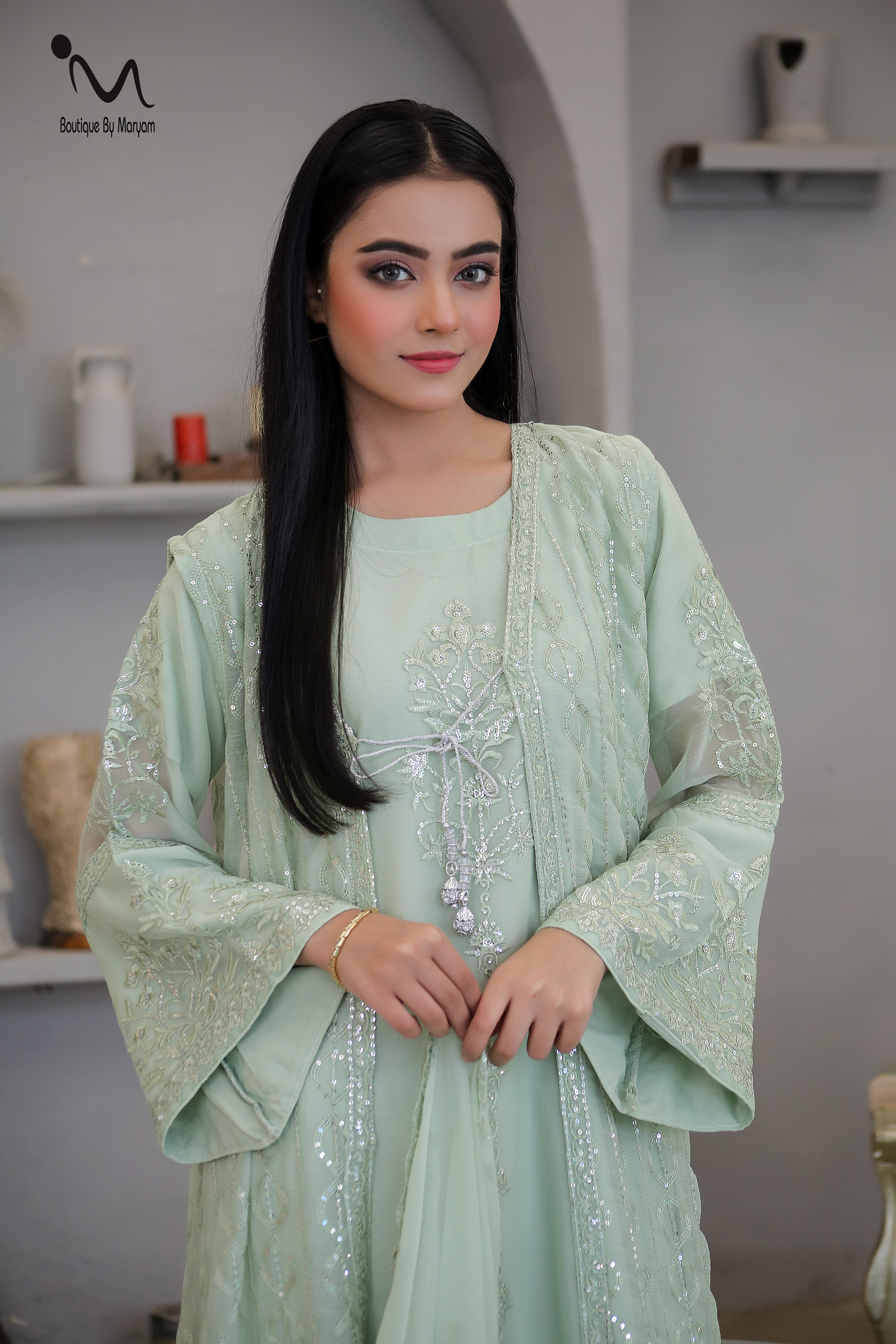 BF-023 4PC Sequence Sitara Maxi | Luxury Floor Length Bridal & Wedding Gown