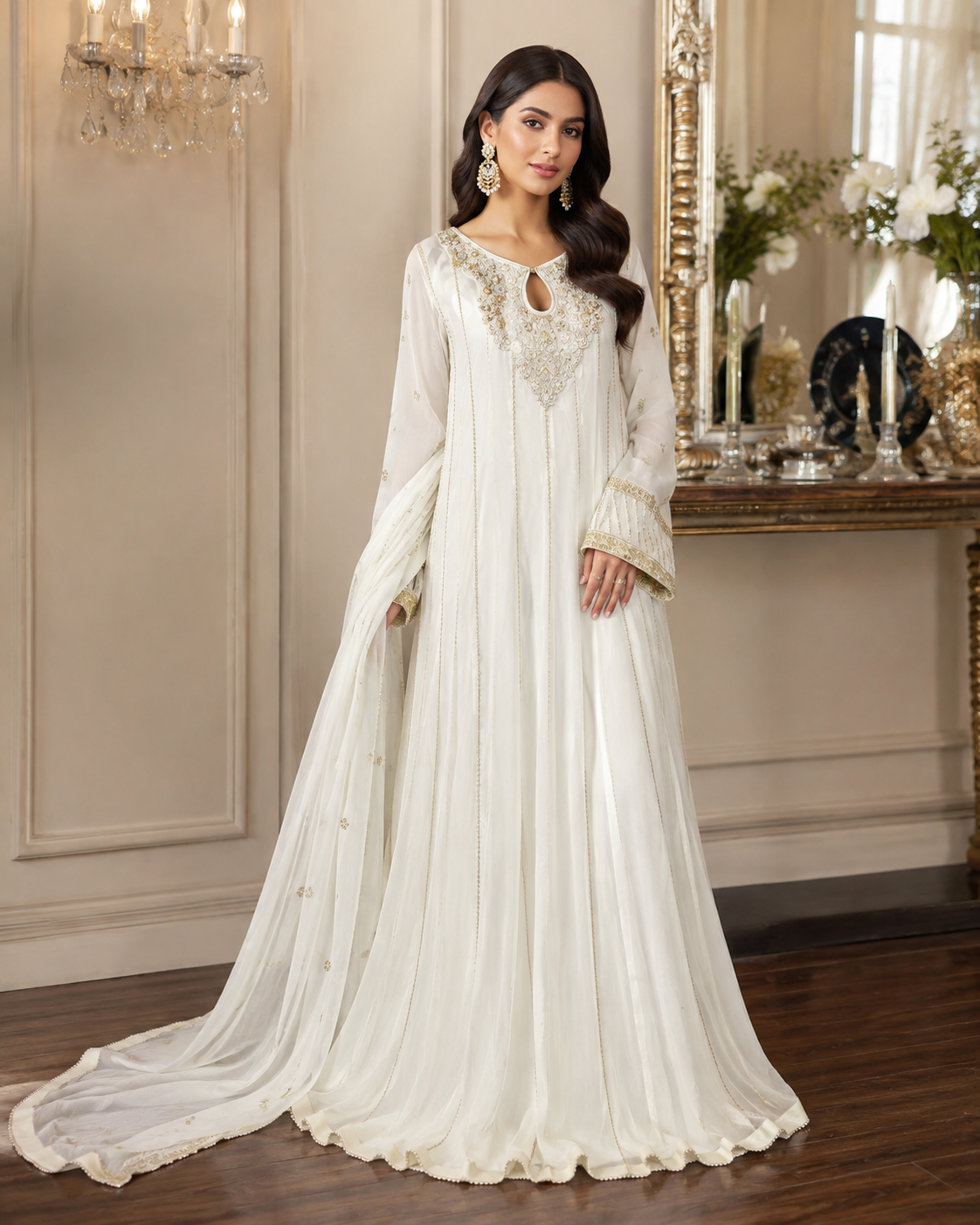 BM-CH-041 Embroidered Chiffon Anarkali Maxi with Dupatta