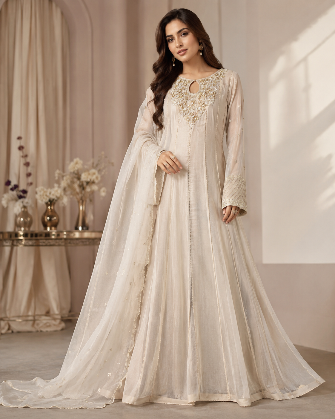 BM-CH-041 Embroidered Chiffon Anarkali Maxi with Dupatta