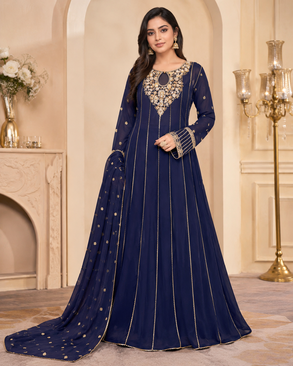 BM-CH-041 Embroidered Chiffon Anarkali Maxi with Dupatta