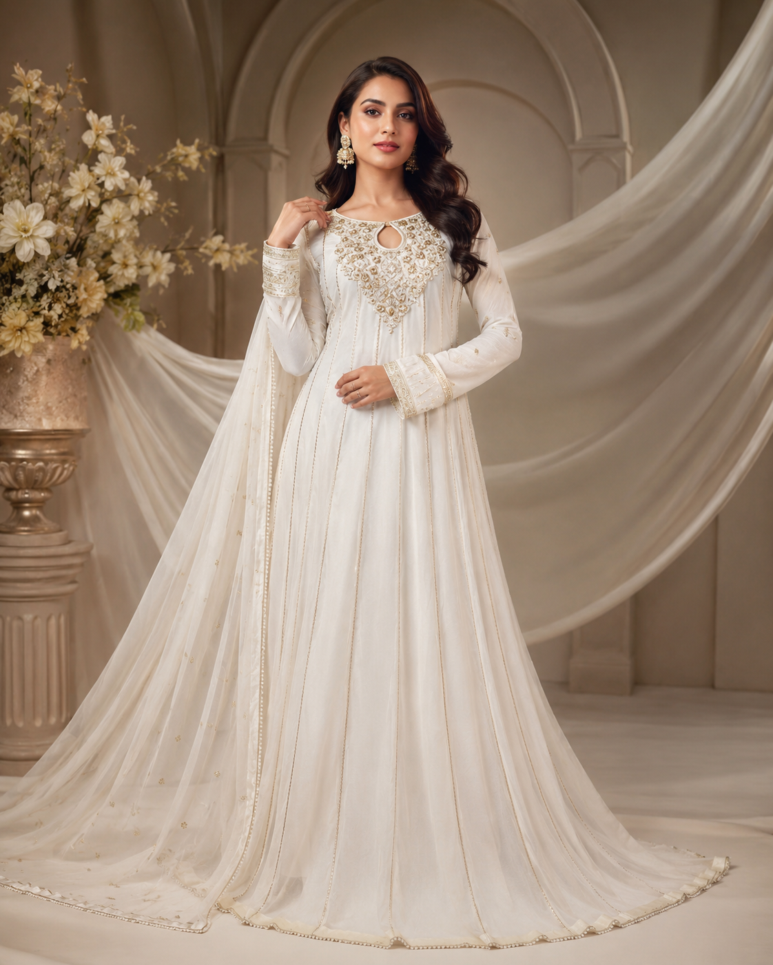 BM-CH-041 Embroidered Chiffon Anarkali Maxi with Dupatta