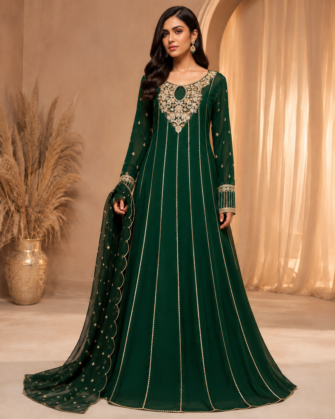 BM-CH-041 Embroidered Chiffon Anarkali Maxi with Dupatta