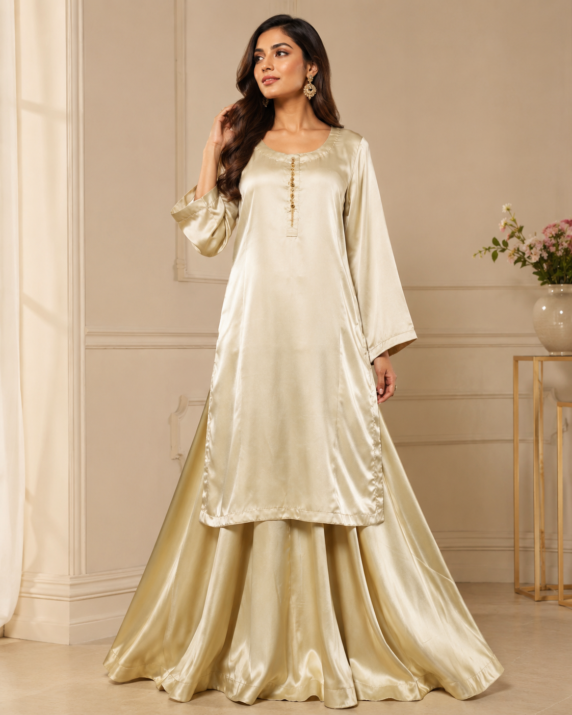 BCS-001 Luxury Silk Co-Ord Set with Flared Sharara