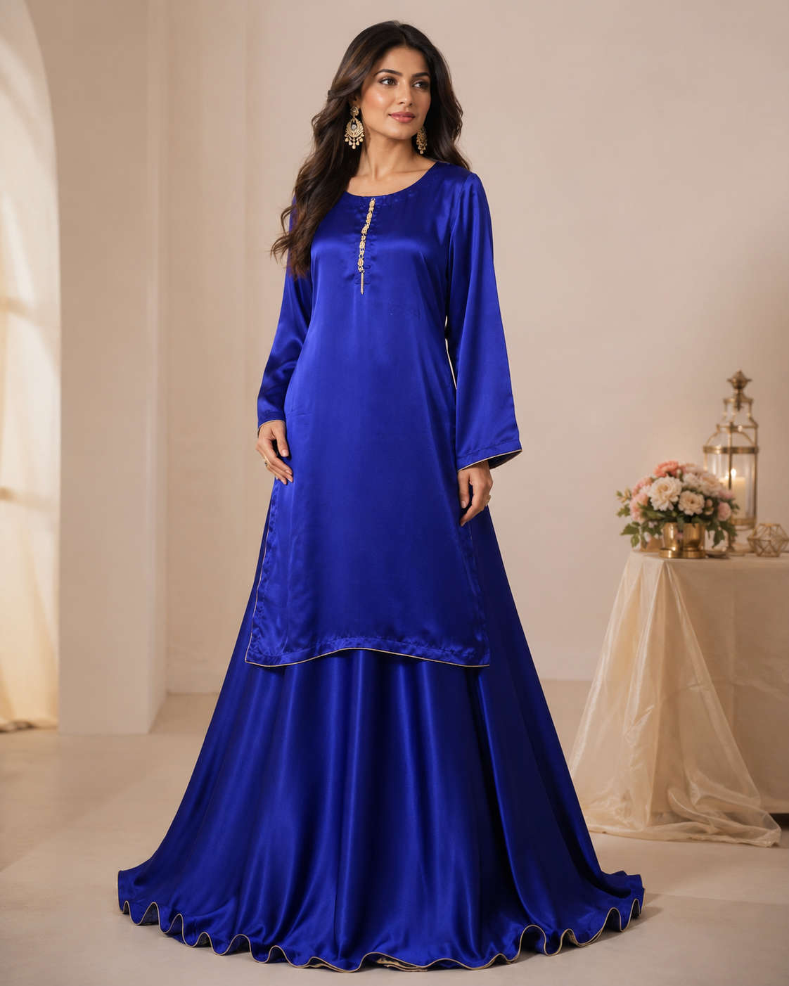 BCS-001 Luxury Silk Co-Ord Set with Flared Sharara