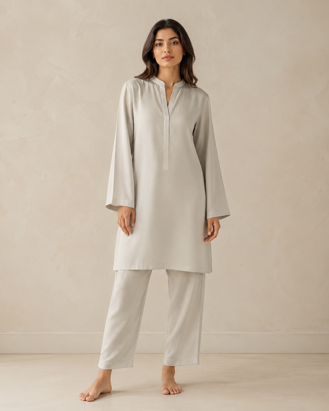 CORD-007 Light Grey Women's Plain 2 Piece Co-ord Set