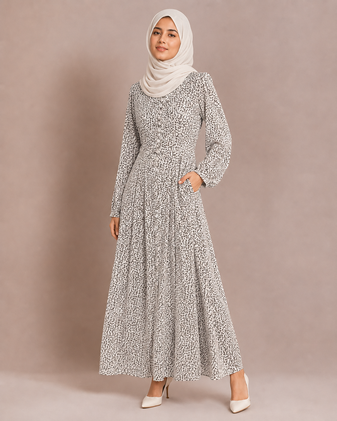 MAXI-006 | Off White Black Georgette  Maxi Dress