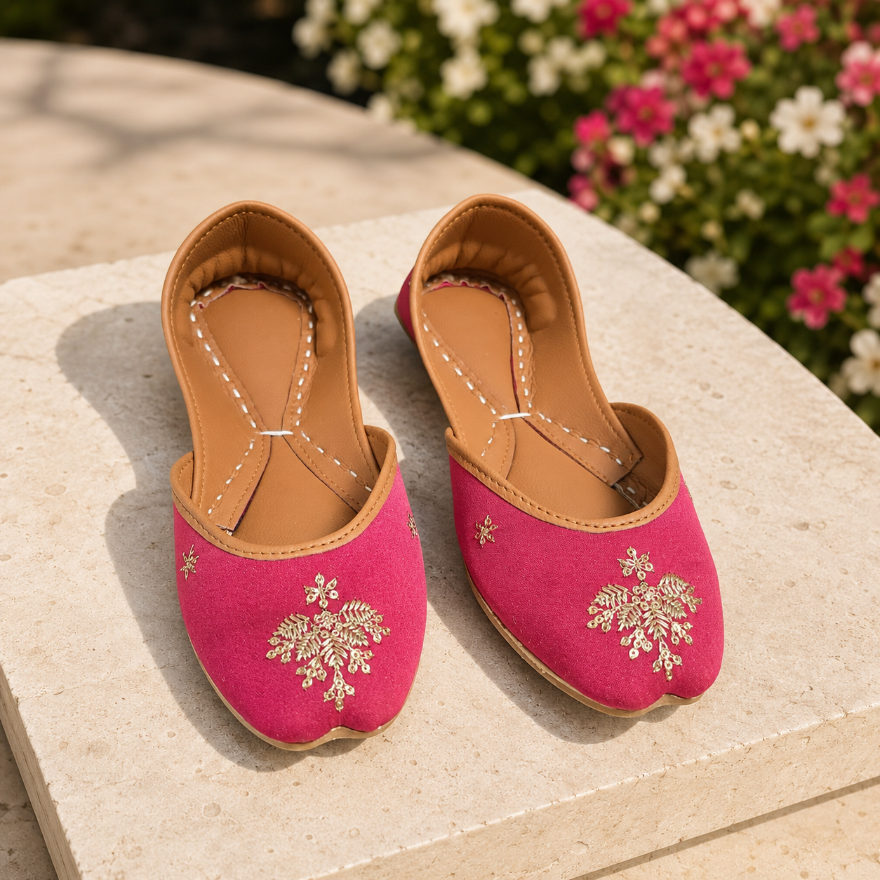 JUT-002 Gold Embroidered Khussa Jutti Flats