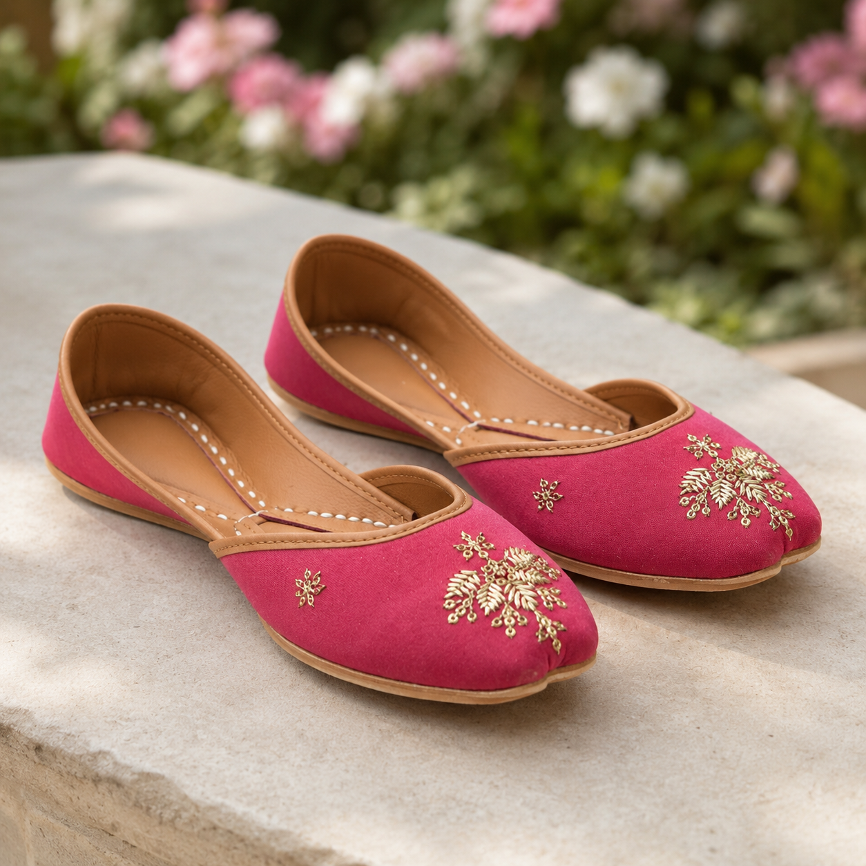 JUT-002 Gold Embroidered Khussa Jutti Flats
