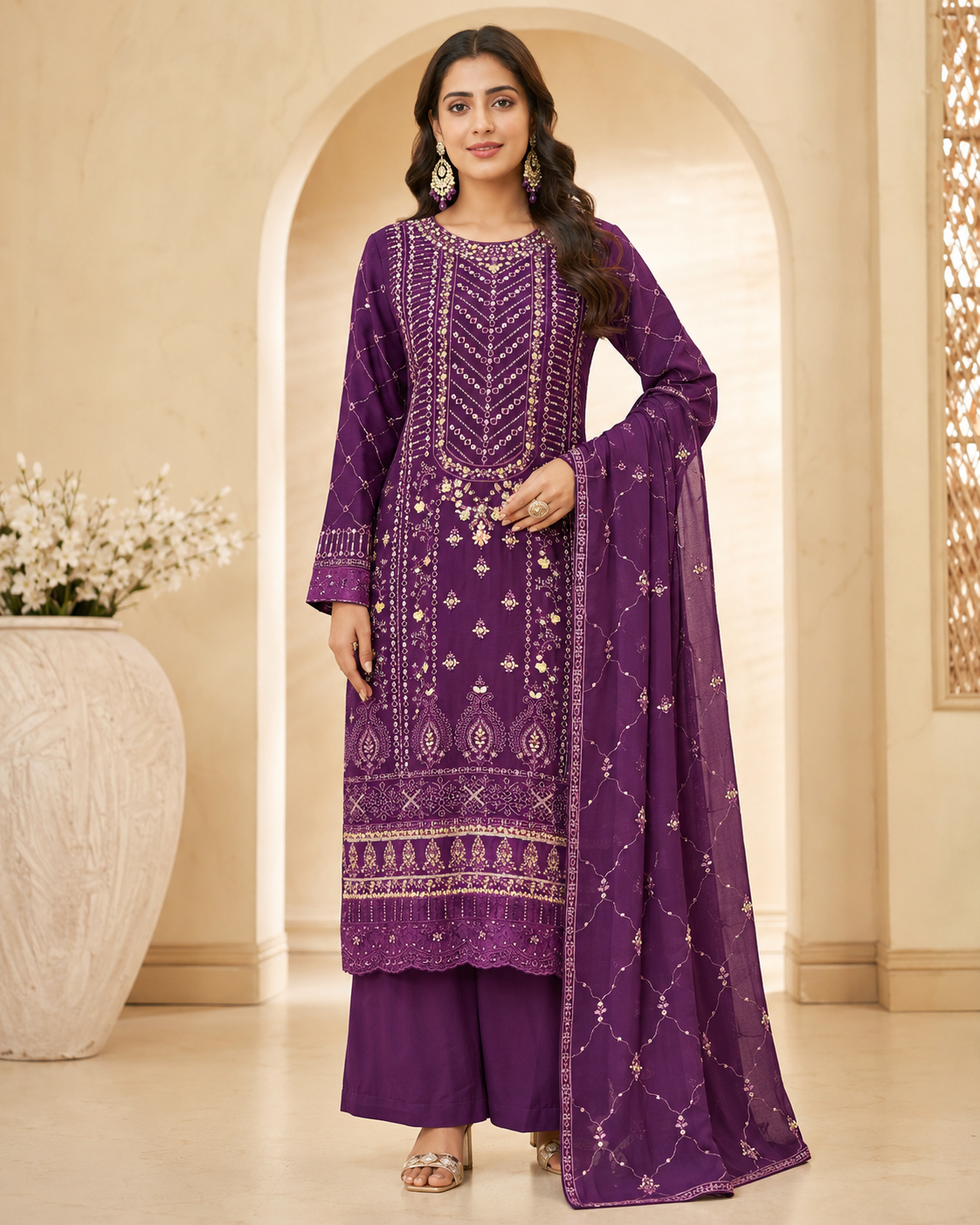 BM-PW-001 | Party Wear  Embroidered 3PC Suit