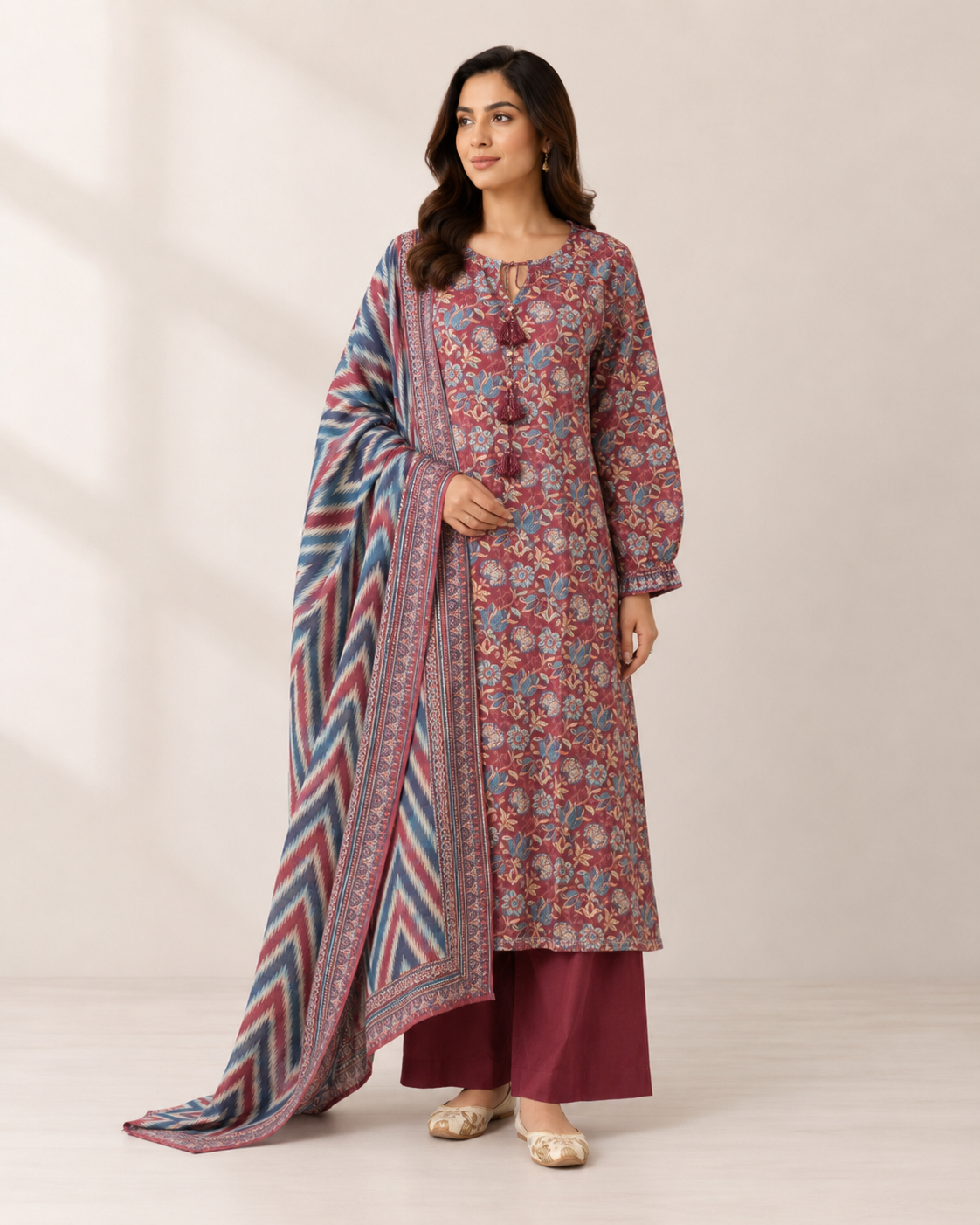 BSL-04 Binsaed Lawn 3-Piece Outfit – Shirt with Shalwar & Coordinating Dupatta