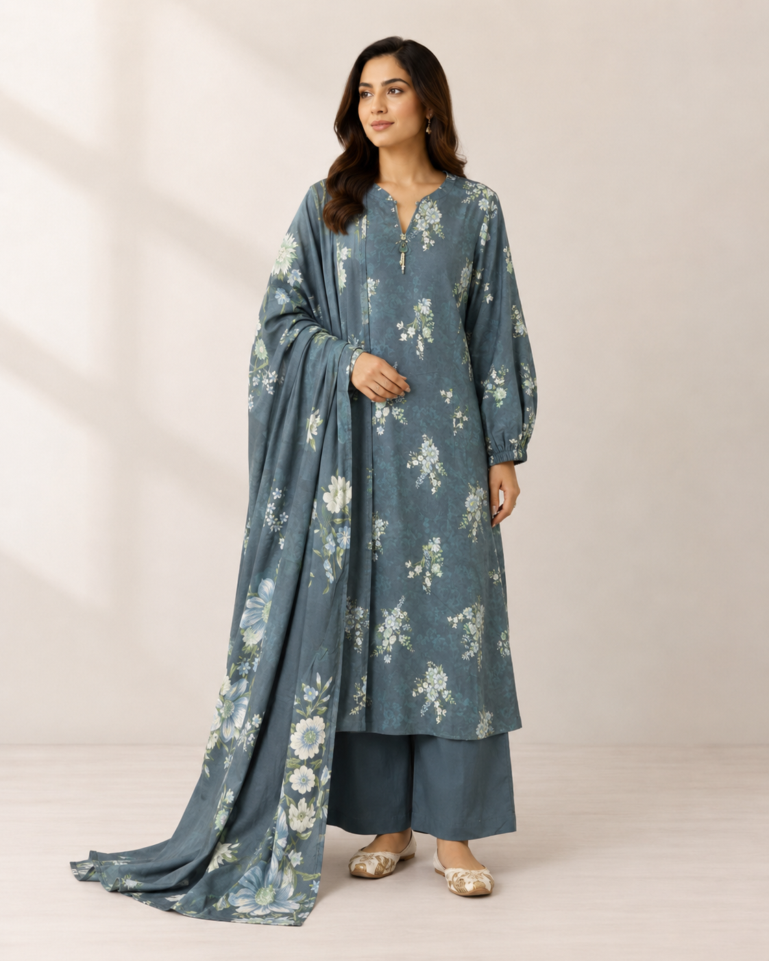 BSL-04 Binsaed Lawn 3-Piece Outfit – Shirt with Shalwar & Coordinating Dupatta