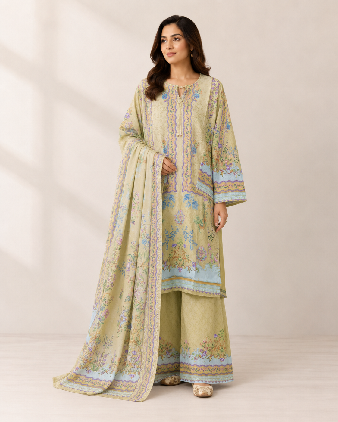 BSL-03 Binsaed Lawn 3-Piece Outfit – Shirt with Shalwar & Coordinating Dupatta