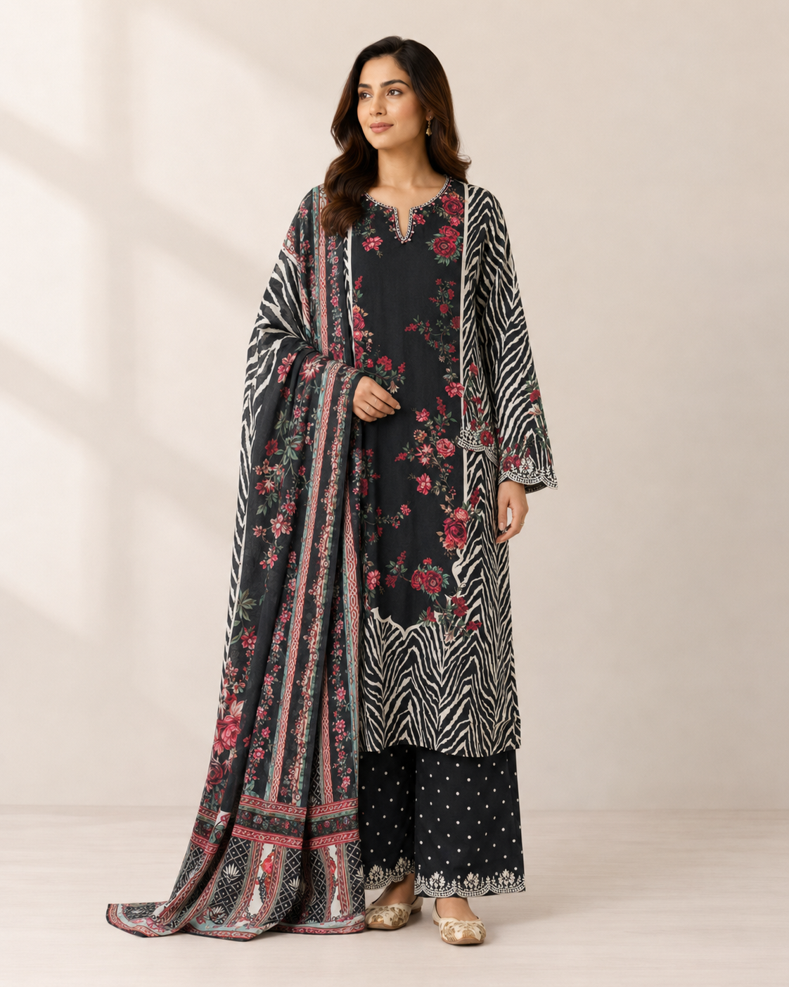 BSL-03 Binsaed Lawn 3-Piece Outfit – Shirt with Shalwar & Coordinating Dupatta