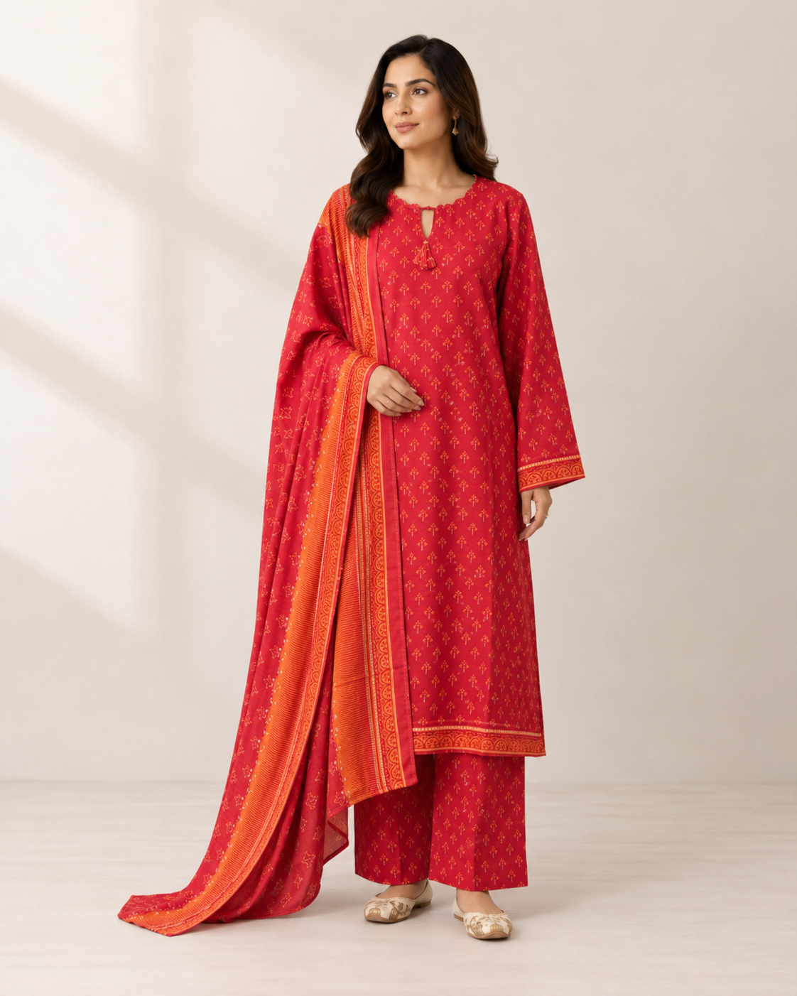 BSL-01 Binsaed Lawn 3-Piece Outfit – Shirt with Shalwar & Coordinating Dupatta