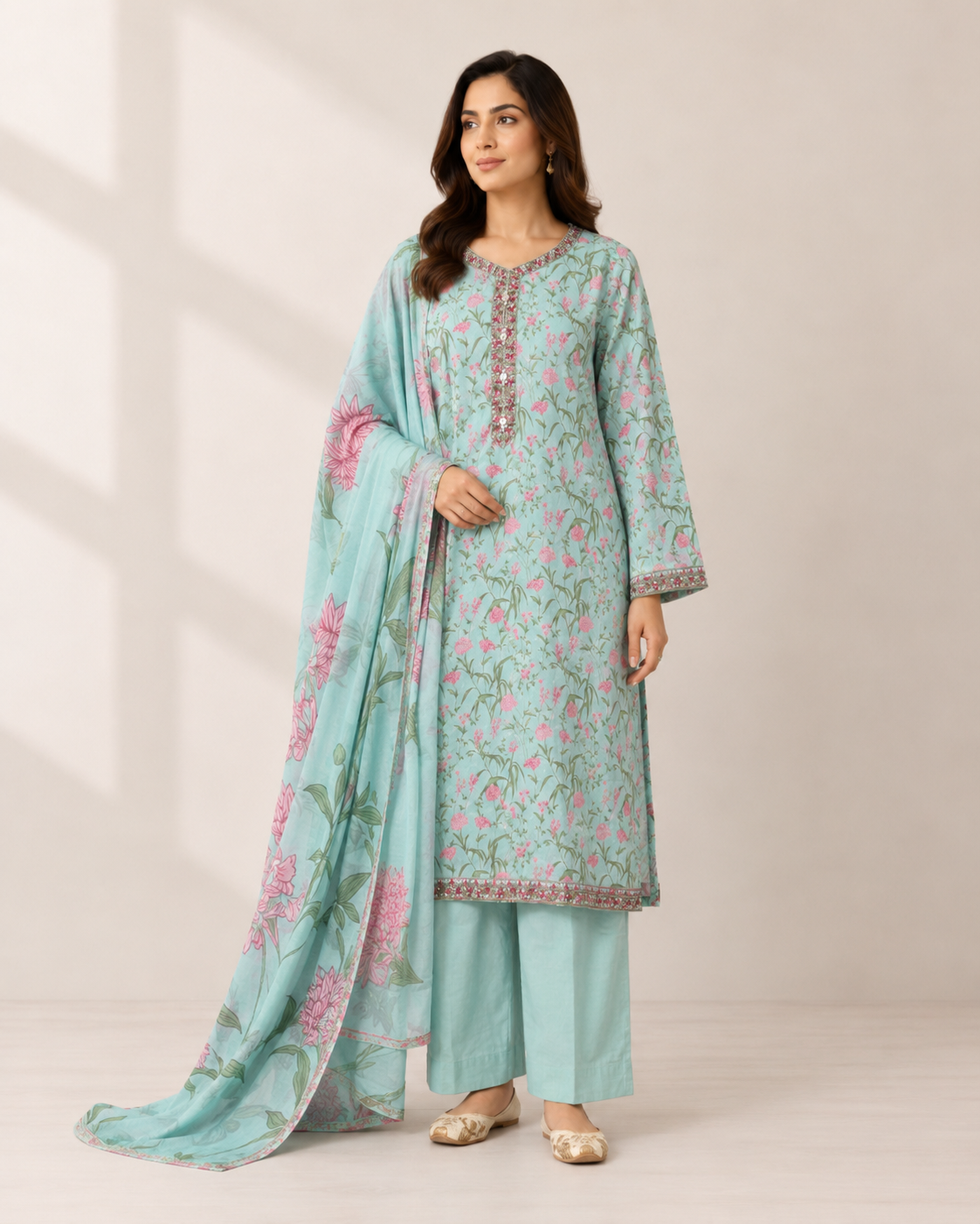 BSL-03 Binsaed Lawn 3-Piece Outfit – Shirt with Shalwar & Coordinating Dupatta