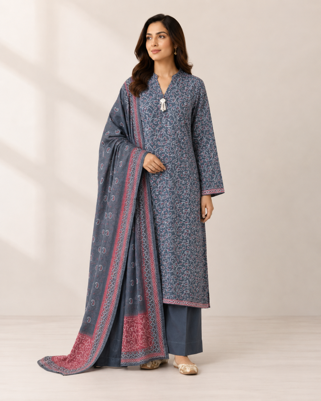 BSL-02 Binsaed Lawn 3-Piece Outfit – Shirt with Shalwar & Coordinating Dupatta