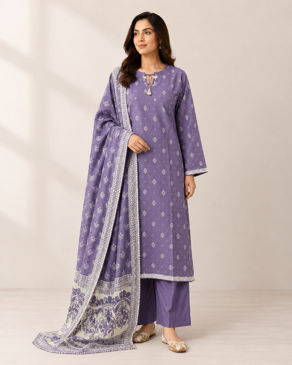 BSL-01 Binsaed Lawn 3-Piece Outfit – Shirt with Shalwar & Coordinating Dupatta