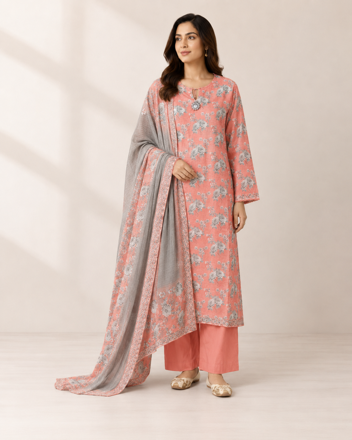 BSL-02 Binsaed Lawn 3-Piece Outfit – Shirt with Shalwar & Coordinating Dupatta