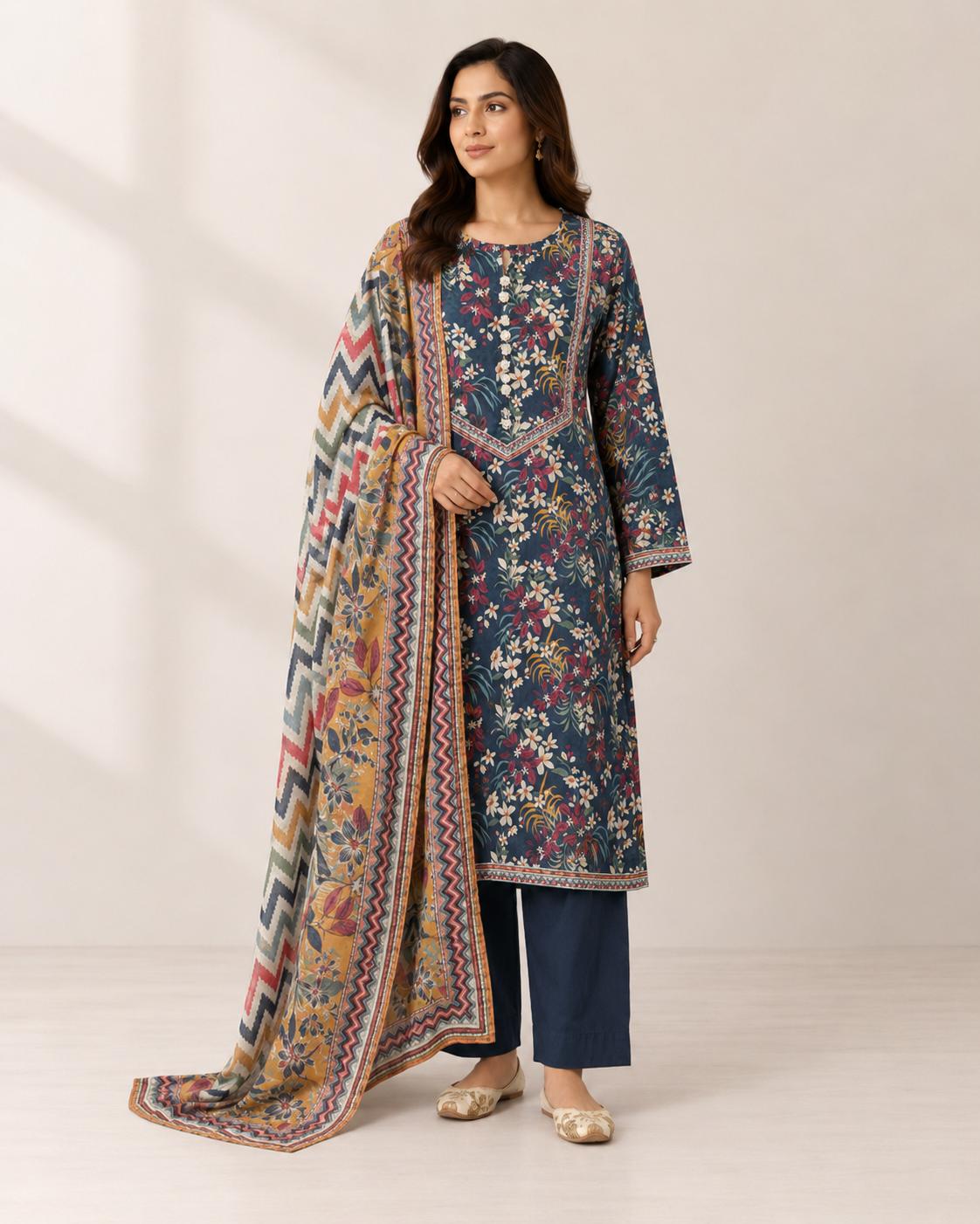 BSL-02 Binsaed Lawn 3-Piece Outfit – Shirt with Shalwar & Coordinating Dupatta