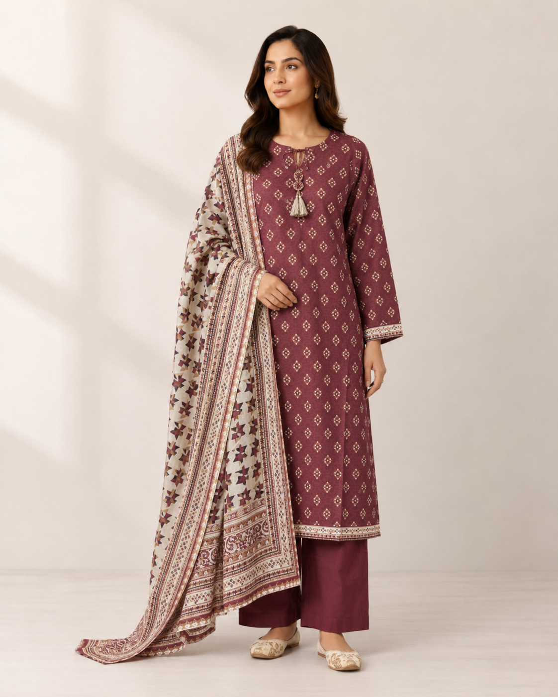 BSL-01 Binsaed Lawn 3-Piece Outfit – Shirt with Shalwar & Coordinating Dupatta