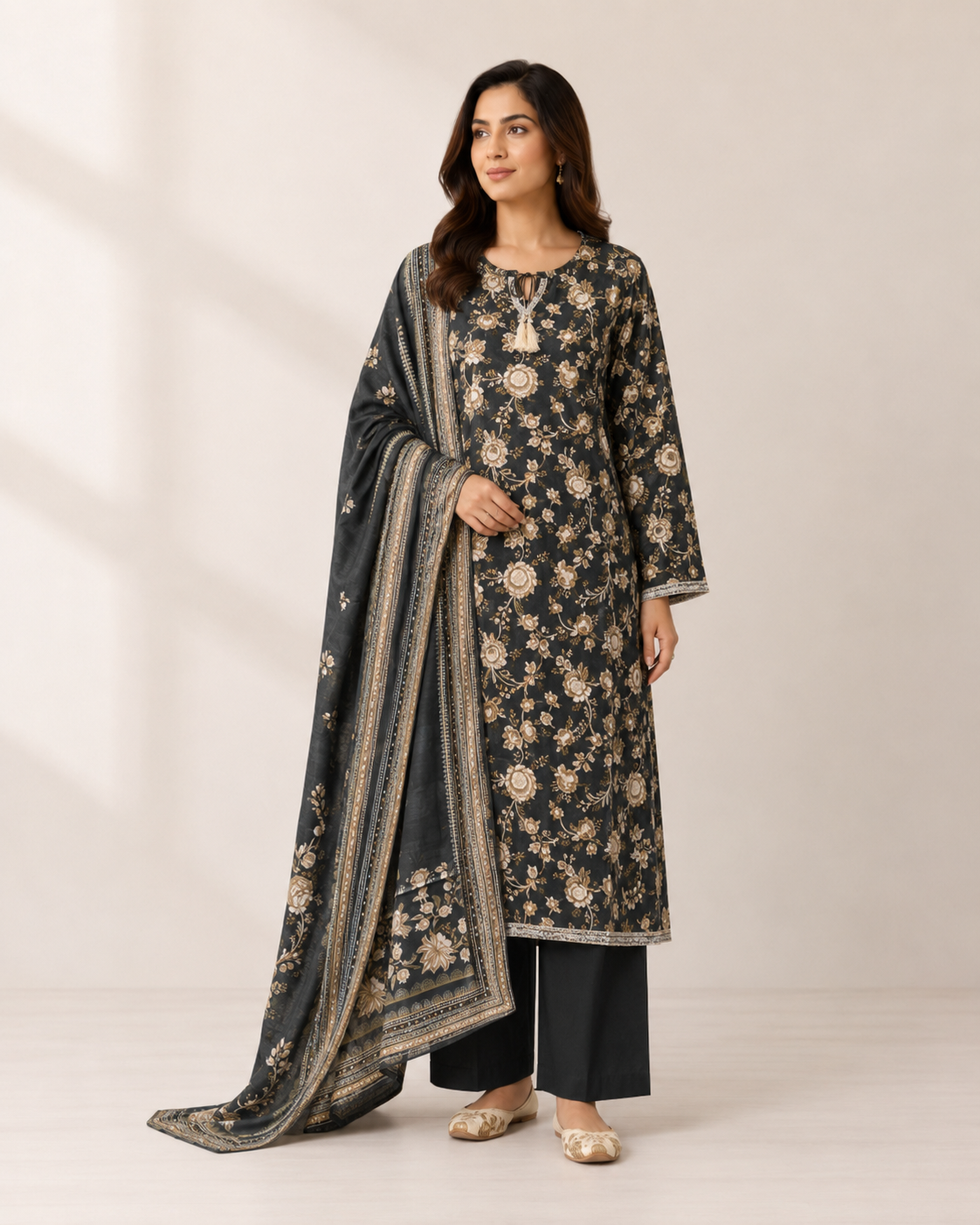 BSL-01 Binsaed Lawn 3-Piece Outfit – Shirt with Shalwar & Coordinating Dupatta