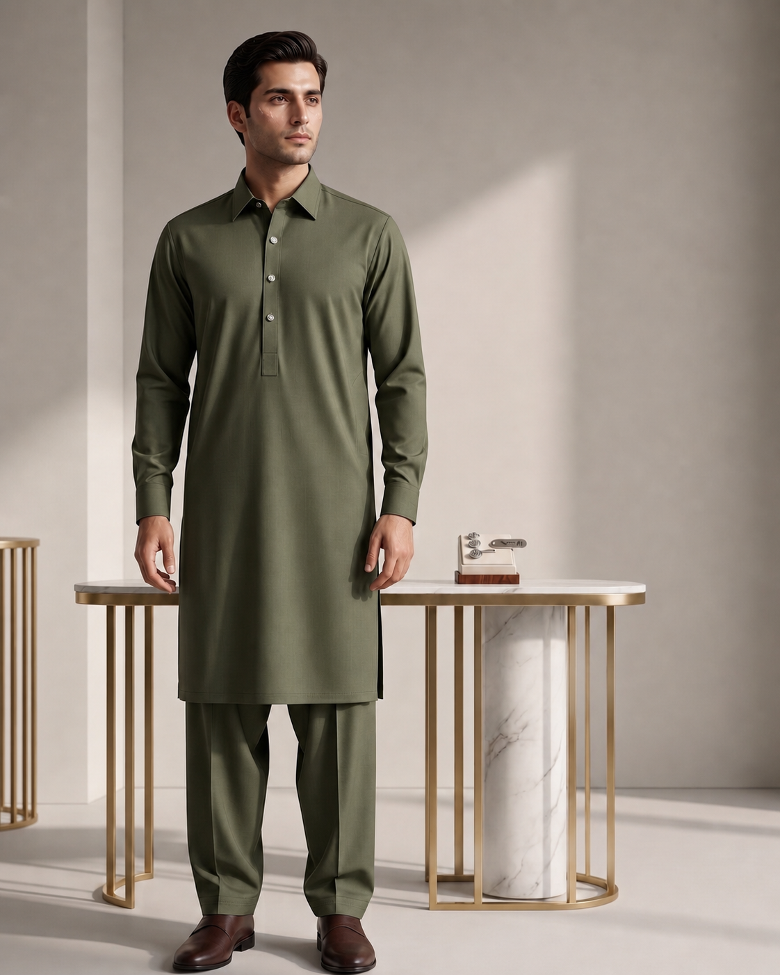 BS-002 - Bin Saeed Embroidered Printed Lawn - Mint Green