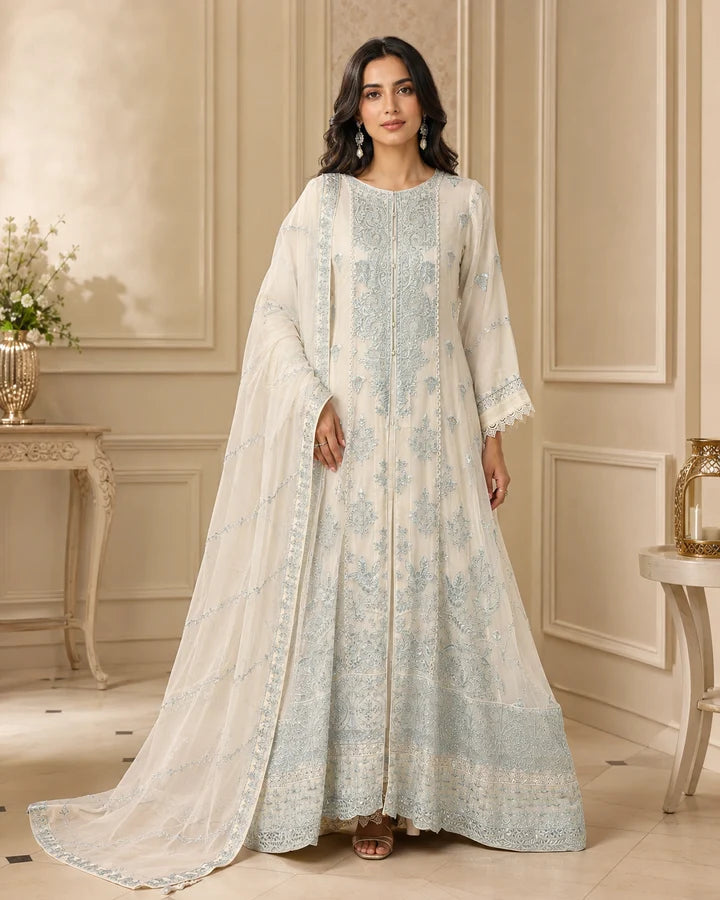 CHM-01 Embroidered Chiffon Full Maxi with Dupatta